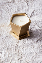 Incendre. Soy wax candle in cast bronze lidded vessel, bright bronze.