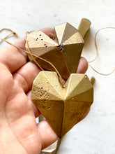 GEO heart with linen string or no hole, various finishes.