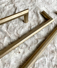 PYRA series, 18" cast bronze mitred handle, appliance pull, hanging rack.