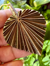 GEO series bronze palm leaf with vintage bone, glass and brass beads.