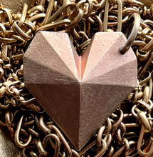 GEO cast bronze heart with vintage chain.