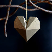 GEO heart with linen string or no hole, various finishes.