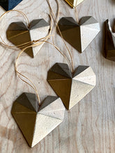 GEO heart with linen string or no hole, various finishes.